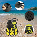 Kids Mask Fins Snorkel Set Snorkeling Packages, with Diving Mask, Snorkel, Adjustable Swim Fins, Mesh Bag, Anti-Fog Anti-Leak Snorkeling Gear for Kids for Snorkeling Swimming Diving