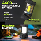 Camping Lantern 3000LM, LED Lanterns for Power Outages with 4400mAh Phone Charger, Impact-Resistant Rechargeable Lantern, 5 Light Modes Waterproof Lantern for Hurricane Emergency(Black)