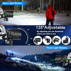 Bud K Rechargeable LED Headlamp, 1200 Lumens Super Bright Headlamp Flashlight with Motion Sensor, 8 Modes, 135°Adjustable, IPX7 Waterproof Head Lamp for Camping, Running, Climbing, Hiking