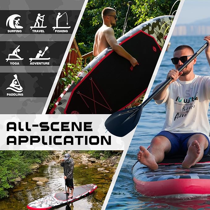 FunWater Inflatable Stand Up Paddle Board with Premium SUP Paddleboard Accessories, Anti-Slip EVA Deck, 11'/10'6'' Paddle Boards for Adults & Youth of All Skill Levels
