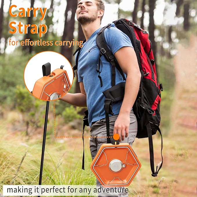 1-Burner Propane Stove Portable Camping Stove with Carry Strap, Backpacking Camp Stove for Outdoor Cooking, Flick-Style Ignition, Temperature Control, 8600 BTUs of Power for Camping BBQ& More