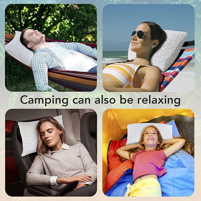 SUPA MODERN Cooling Bed Pillows for Sleeping 1 Pack Small Shredded Memory Foam Pillow Camping Travel Pillow - Compressible Medium Firm, Breathable Cover, ldeal Backpacking Hiking, Airplane and Car