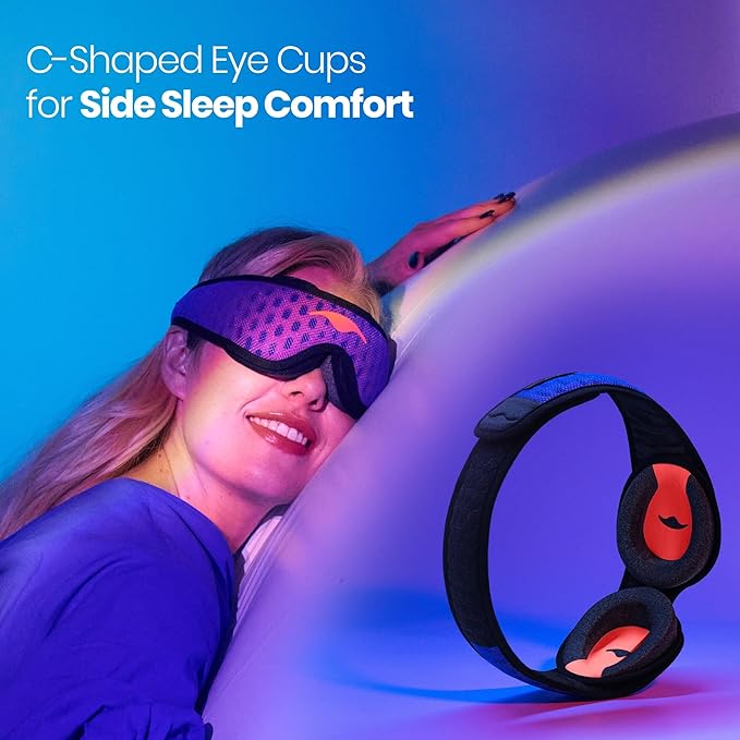 Manta Pro Sleep Mask - 100% Light Blocking Sleep Mask for Side Sleepers, Breathable and Comfortable, Spacious & Zero Pressure for Long Lashes, Perfect for Sleep/Travel/Nap/Shift Work