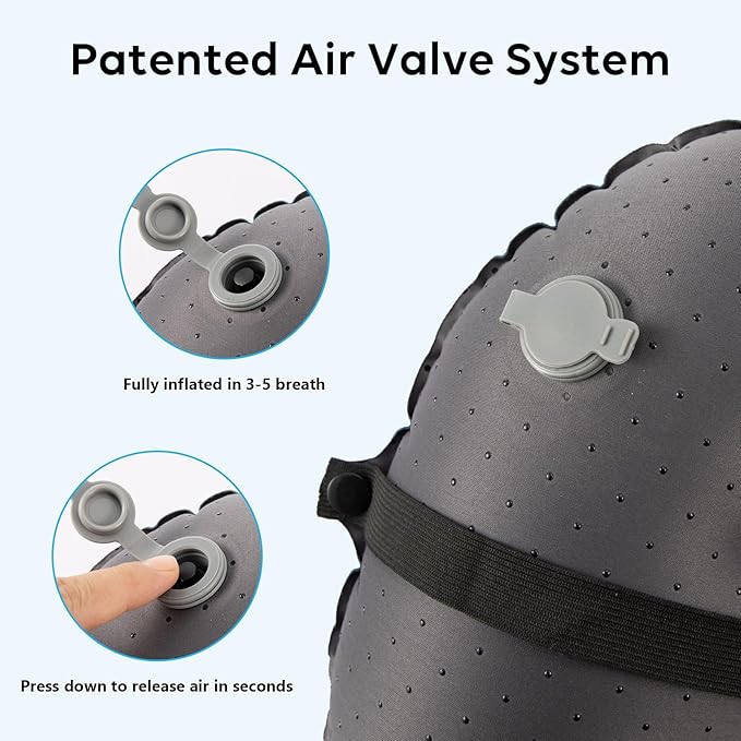 TOBTOS Inflatable Camping Pillow for Camping, Ultralight Backpacking Pillow, Ergonomic Support for Neck & Lumbar, Blow Up Air for Travel, Hiking, Outdoor (Navy Blue)