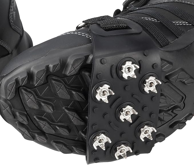 Crampon Traction Cleats Anti-Skid Traction Grips Crampons Spikes 7 Point Cleats for Footwear for Walking, Jogging, Hiking, Mountaineering Ice Snow Grips