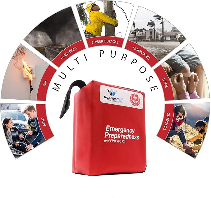 First Aid Kit 180 Piece - Flex Spending Eligible - Professional All-Purpose First Aid and Emergency Kit with Clearly Labeled Resealable Bags for Quick Access - (Red)