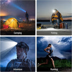 BORUIT RJ-3000 Rechargeabe LED Headlamp Super Bright with Green Light, 3 Modes Super Bright USB Head Lamp IPX4 Waterproof Headlight for Adults USB Outdoor Fishing Camping