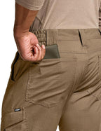CQR Men's Flex Ripstop Tactical Pants, Water Resistant Stretch Cargo Pants, Lightweight EDC Hiking Work Pants
