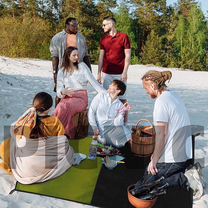 Frelaxy Pocket Picnic Blanket, Waterproof Sandproof Beach Mat, Compact Camping Tarp for Festivals, Hiking, Travel, Outdoor Recreation