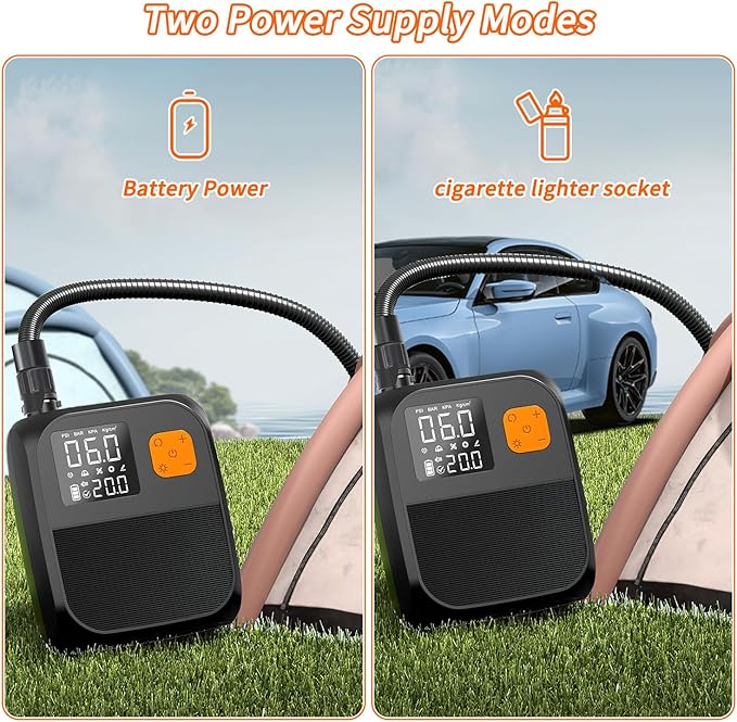 Fisca Paddle Board Pump, 25PSI Portable Rechargeable SUP Air Pump, Quick Inflate & Deflate/Auto Off & Car Adapter Electric Air Compressor for Stand up Paddle Boards,Kayak,Tent