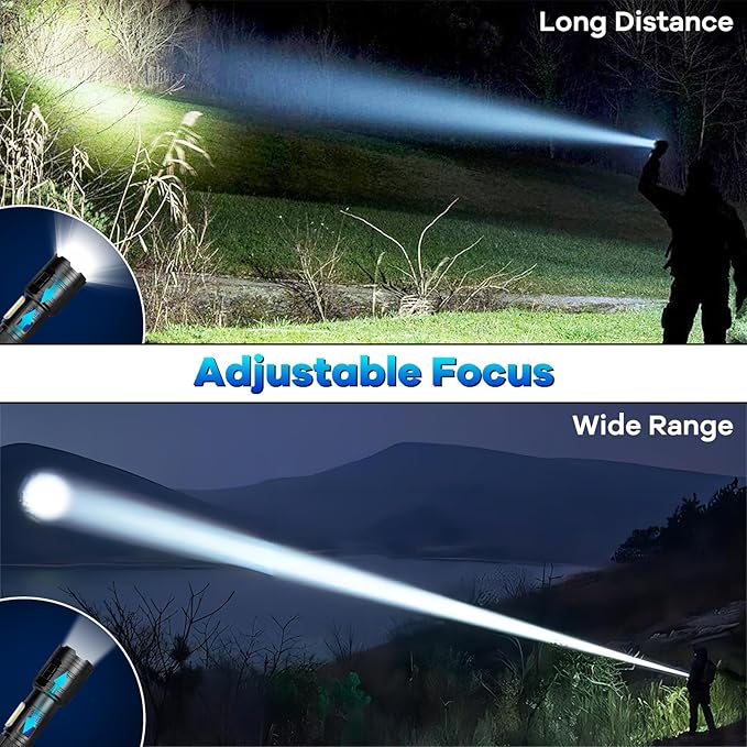 Rechargeable Flashlights 90,000 High Lumens - 2 Pack, Super Bright Flash Light with 7 Lighting Modes, 24H Long Life Powerful Flashlight with Side Light, IPX7 Waterproof Flashlight for Camping Home