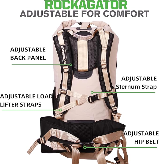 Kanarra 90L Waterproof Backpack for Camping, Hiking, Mountaineering, Backpacking, Hunting, Fishing, Canoeing, Outdoor Activities, The Wet Outdoors - Large Capacity, Roll Top Closure, Tan