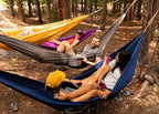 KAMMOK: Roo Single Ultra Light Hammock | Strong & 100% Recycled Fabric | Water Resistant, Ripstop Fabric | Comfortable, Packable, Lightweight (Adventure Grade, Granite Gray