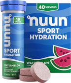 Nuun Sport Electrolyte Tablets with Magnesium, Calcium, Potassium, Chloride & Sodium, Gluten Free & Vegan, Watermelon, 4 Pack (40 Servings Total)