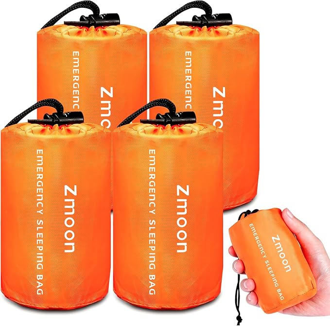 Zmoon Emergency Sleeping Bag Survival Bag, Portable Waterproof Thermal Bivy Sacks,Bivvy Bags,Camping Mylar Sleeping Bag Survival Gear Emergency Blankets Survival Shelter