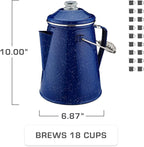 COLETTI Classic Percolator Coffee Pot — Camping Coffee Percolator, Campfire Coffee Pot – Camping Percolator for Groups — Brew for the Whole Campsite (Blue, 18 Cup)