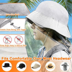 Benvo Mosquito Head Net Mesh, Face Neck Fly Netting Hood from Bugs Gnats Noseeums Screen Net for Any Outdoor Lover- with Carry Bags Fits Most Sizes of Hats Caps (2pcs, Grey, Updated Big Net)