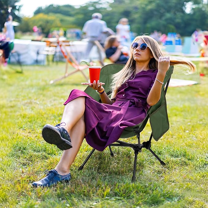 TOBTOS Ultralight Camping Chair, Portable Folding Backpacking Chair, Compact Camping Chair with Carry Bag for Outdoor Camp Hiking Backpack Beach Travel (Green)