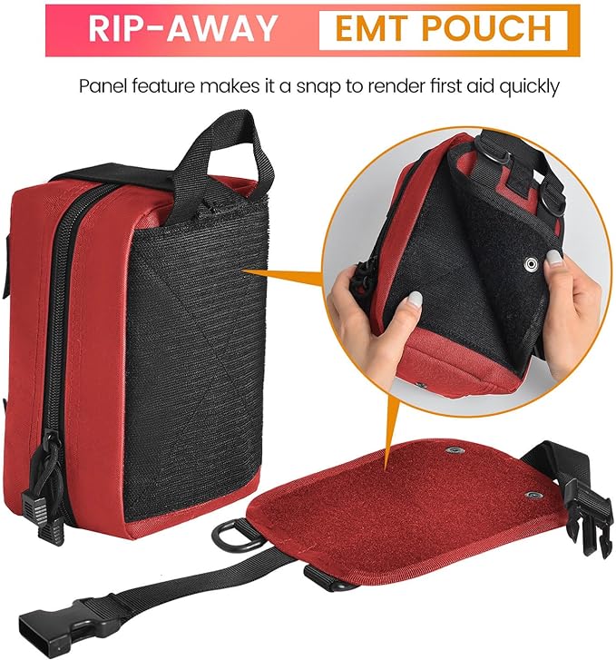 Medical Molle Pouch Tactical - 1000D Nylon First Aid Pouch, Big Capacity EMT Pouch Utility, Heavy Duty Military Grade Rip-Away Ifak Pouch for Home and Outdoor Activities（Bag Only