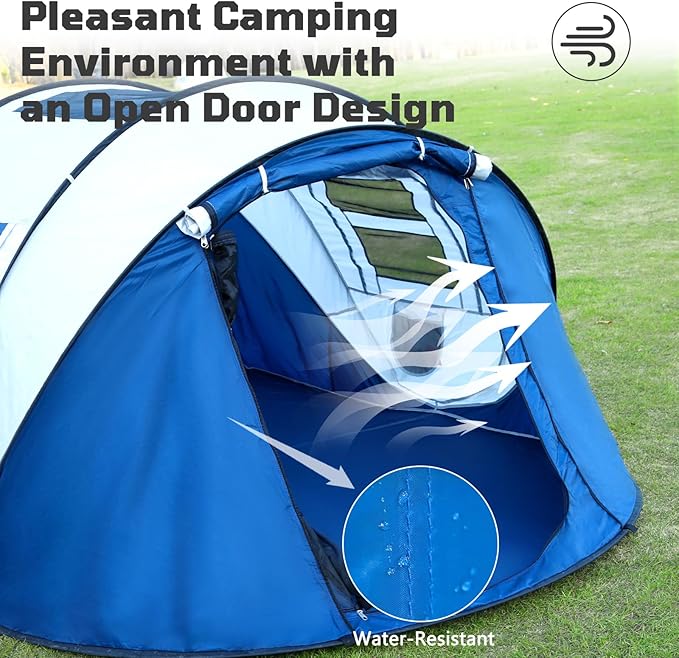Camping Tent Portable Waterproof Instant Camping Tent with 1-Minute Setup Lightweight Tent for Camping Beach Outdoor Travel Backyard