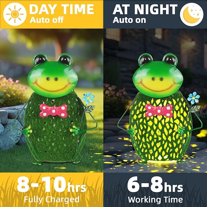Frog Solar Hanging Lights Outdoor Handmade Iron Solar Outdoor Lanterns Waterproof Perfect for Floor, Patio, Yard, Garden Decorations Outdoor