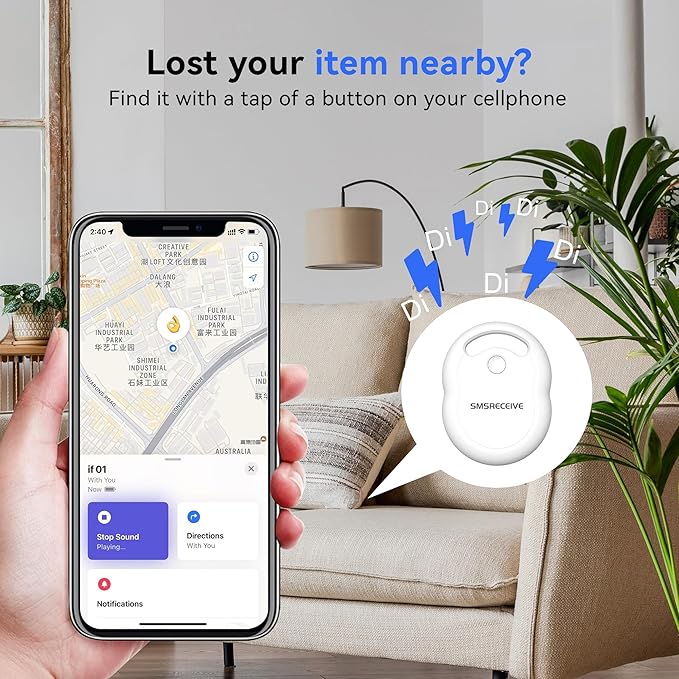 Air Tracker Tags-4 Pack [Apple MFI Certified], Smart Bluetooth Tracker Works with Apple Find My APP (iOS Only, Not for Android), Key Finder and Item Locator Smart Tag for Keys, Luggage, Backpack