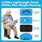 ALEVMOOM 18" Collapsible Stool, 800lbs Max Weight, Heavy Duty Portable Retractable Folding Telescoping Foldable Camping Stool for Adults Outdoor Fishing Travel BBQ (Blue)