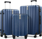 Hanke Luggage Sets 3 piece Carry On Luggage with Wheels PC Hard Shell Suitcases Lightweight Checked Travel Luggage Large Travel Suitcase Woman Men 20/24/29 Inch(Dark Blue)