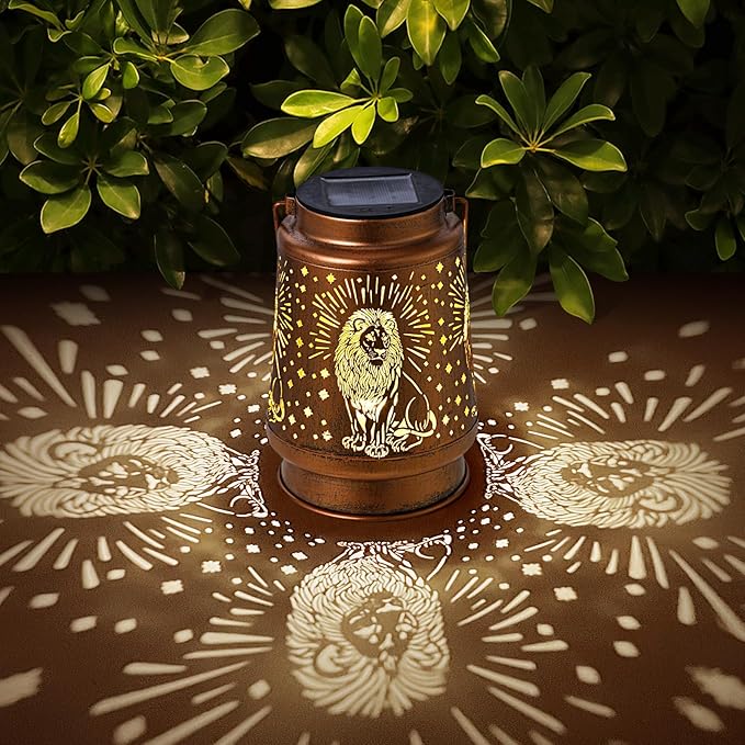 Solar Lanterns Outdoor Waterproof Lion Garden Decorations Gifts for Women Gifts for Mom Grandma Birthday Gifts Hanging Solar Lanterns Outdoor for Garden Decoration, Patio, Lawn, Pathway