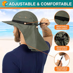 SUN CUBE Sun Hat for Men, Wide Brim Fishing Hat Neck Flap Cover Men, Women, Hiking, Camping, Sun Protection UV, Gardening