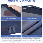 BAGAIL 4 Set/6 Set/8 Set Compression Packing Cubes Travel Accessories Expandable Packing Organizers (Square Mesh, 06-Navy)