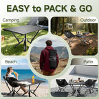 Camping Table Folding, Small Camping Table with Load 380lbs, Portable Roll up Aluminum Foldable Table with Carry Bag for Outdoor, Picnic, Camping, Black