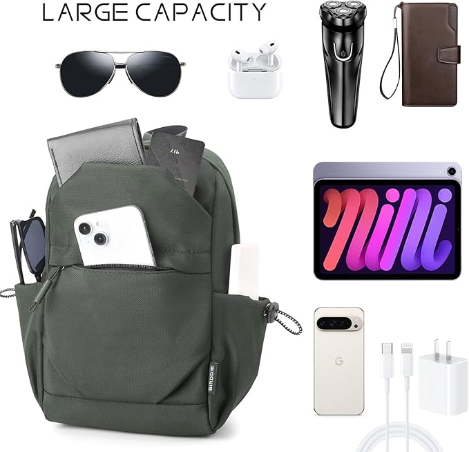 Crossbody Sling Bag Casual Shoulder Hiking Backpack with Convertible Shoulder Strap for Travel Hiking Shopping Leisure Sport