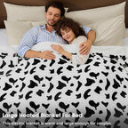Cow Print Electric Heated Blanket Queen Size,84X90 Black Heating Blanket Queen with Dual Control&Timer&10 Heat Levels,Cute Cow Decor Sherpa Blankets Warmer Gifts for Bed Women Adults,ETL