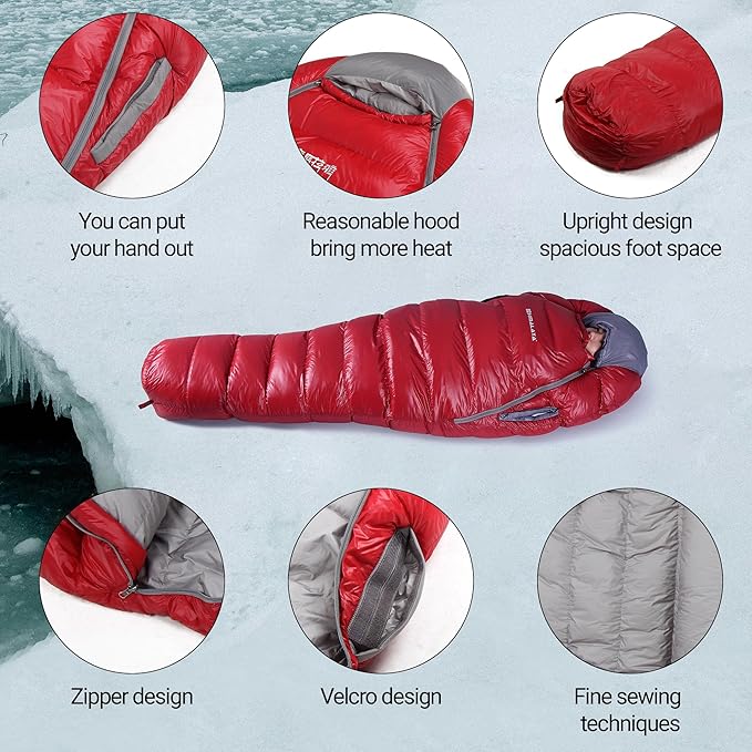 Himalaya 0 Degree Sleeping Bag for Adult Ultralight Down, -20°F-40°F, Cold Weather, Autumn & Winter, Hiking Backpacking Sleeping Bags