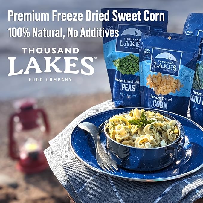 Thousand Lakes Freeze Dried Vegetables - Sweet Corn 2-pack 3.6 ounces (7.2 ounces total) | 100% Whole Sweet Corn Kernels