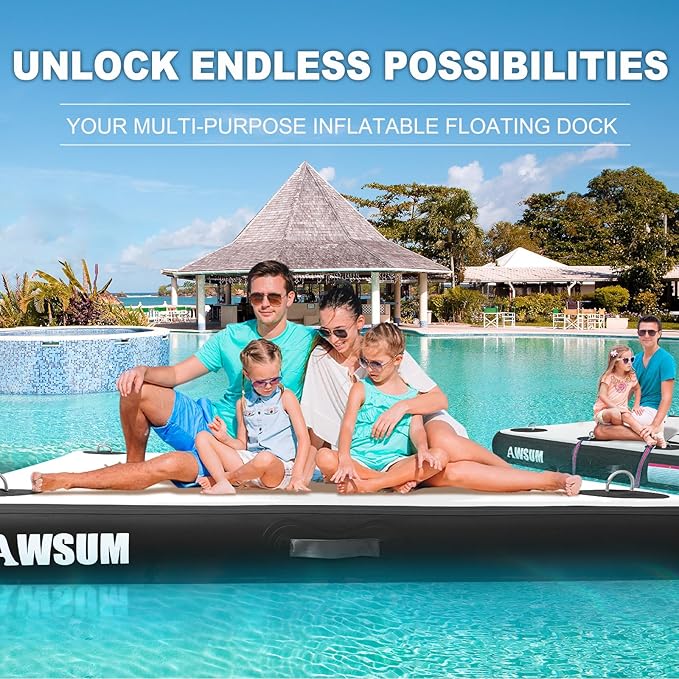 AWSUM Inflatable Floating Dock Air Dock Platform Floating Island Raft with None-Slip Surface for Pool Beach Ocean