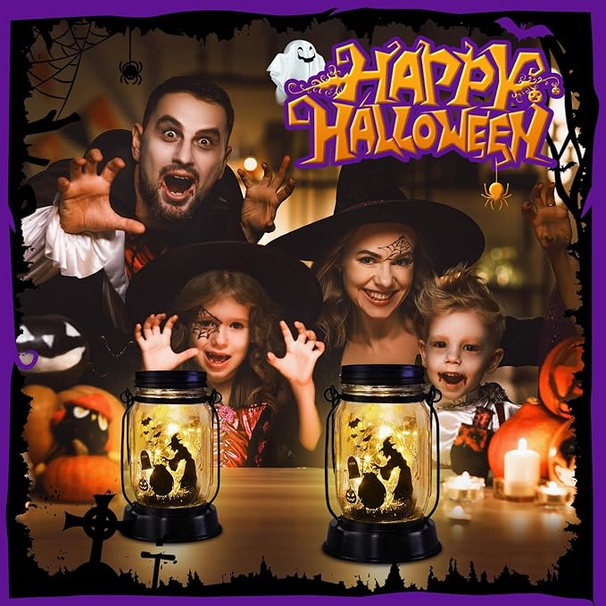 Halloween Decorations Halloween Decor Witch Solar Lanterns Witch Decorations Outdoor Lights Solar Garden for Yard, Patio,Backyard,Porch Torches Lights