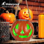 Jack O Lantern Decor Solar Light Color Changing Metal Pumpkin Halloween Lanterns Outdoor for Yard, Patio, Lawn, Porch, Garden Decorations
