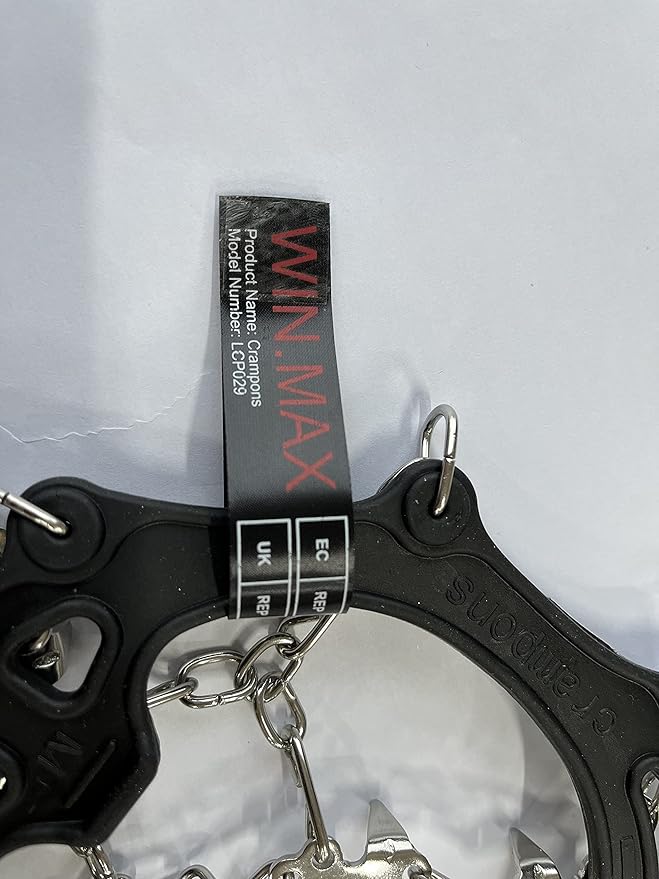 WIN.MAX Crampons for Shoes, Traction Cleats Ice Snow Grips with 19 Stainless Steel Spikes, Shoe Talons Anti - Slip Boots Spikes for Walking, Jogging, Climbing and Hiking