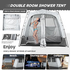 Camping Shower Tent Deluxe Changing Room Easy Set Up Privacy Shelter,Large Toilet Tent with Floor Drain Design for Beach, Camping,Hiking with Stakes and Ropes for Stability