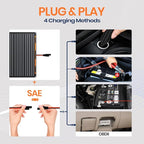 FlexSolar 20W 12V Solar Panel Battery Charger Maintainer Kits Trickle Charger with Built-in Charge Controller, Cig Plug, Alligator Clips, O-Rings OBDII Connector for Car, Truck,Tractor, Boat