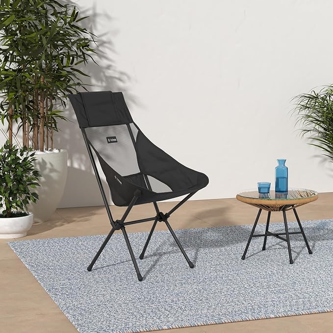 Helinox Sunset Chair Lightweight High-Back Collapsible Camping Chair Blackout, 3.4Ibs Outdoor Chairs, Picnic Chair, Portable Camping Chair, with Side Pockets