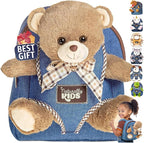 Teddy Bear Backpack, Toddler Valentines Day Gifts, Toys for Kids 3-5, Teddy Bear Stuffed Animal 2 3 4 5 Year Old Girl Boy