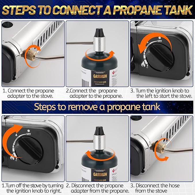 Propane or Butane Stove with Windblocker, Dual Fuel 10,000 BTU Stainess Steel Propane Stove for Camping(TANK not included)