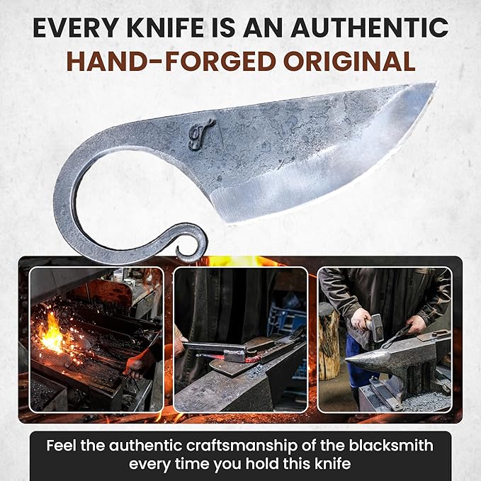 Toferner Celtic Pocket Knife, Hand Forged Fixed Blade Knives, Hardened Blade, Vintage Knife, Art Collection