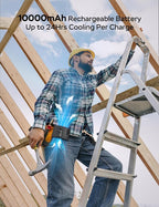 Portable Waist Fan, 10000mAh Battery Operated, Rechargeable Clip On Belt, 10 Speed, 12000RPM Strong Airflow, Max 24H Working Time, Personal Shirt fan for Outdoor Work Jobsite Farms