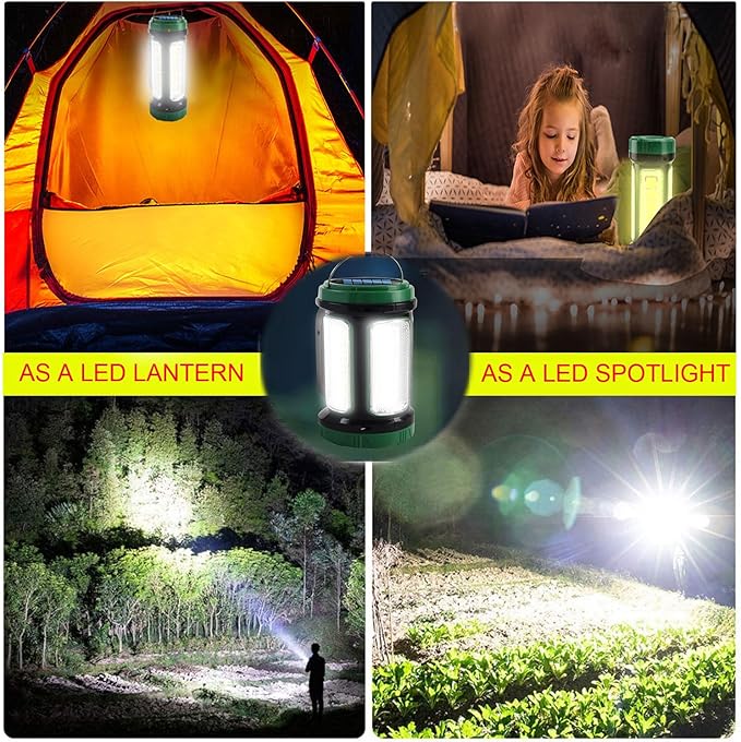 Solar Rechargeable LED Searchlight Spotlights, Super Bright 10000LM Handheld Spotlight Lantern, Multifunctional LED Lamp Camping Work Light, 6 Light Modes, IPX4 Waterproof