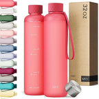 KIVY Slim Water Bottle 32oz [Lightweight & Shatterproof] - Reusable Tritan Water Bottle - Leak Proof Bottle for Women & Men - Coral Red Water Bottle BPA Free