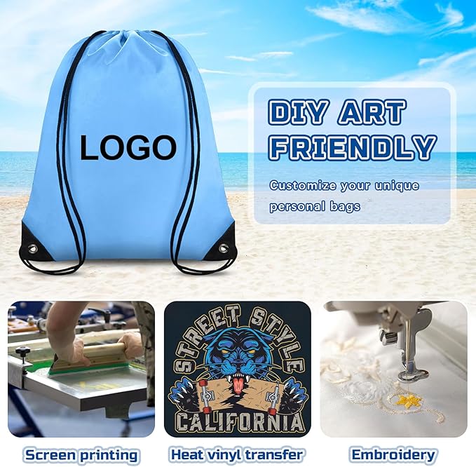 Grneric Drawstring Bags Bulk 14 Pcs Drawstring Backpack Bulk Cinch Bag Sackpack for Men Women Gym (Sky Blue)